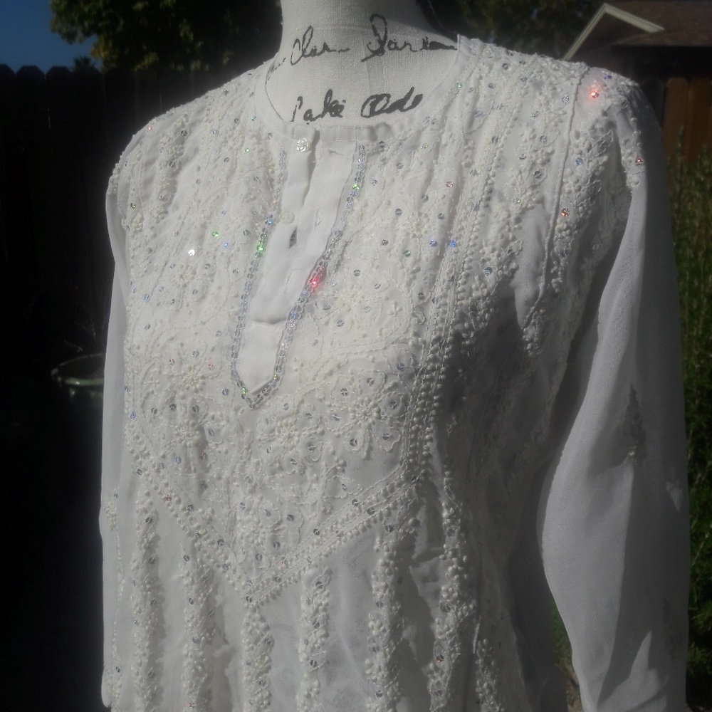 Beautiful sheer embroidered sequin top